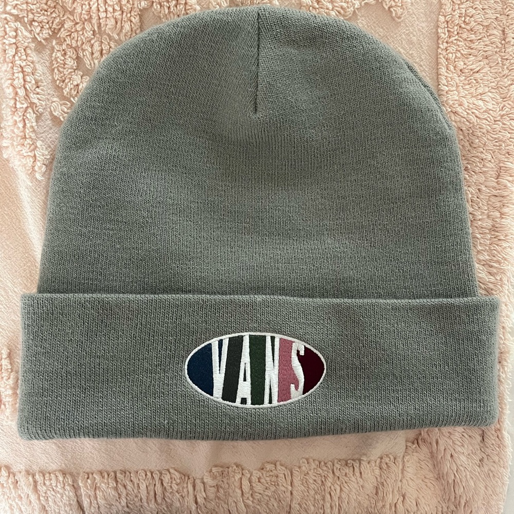 Vans Grey Knit Beanie with Embroidered Logo